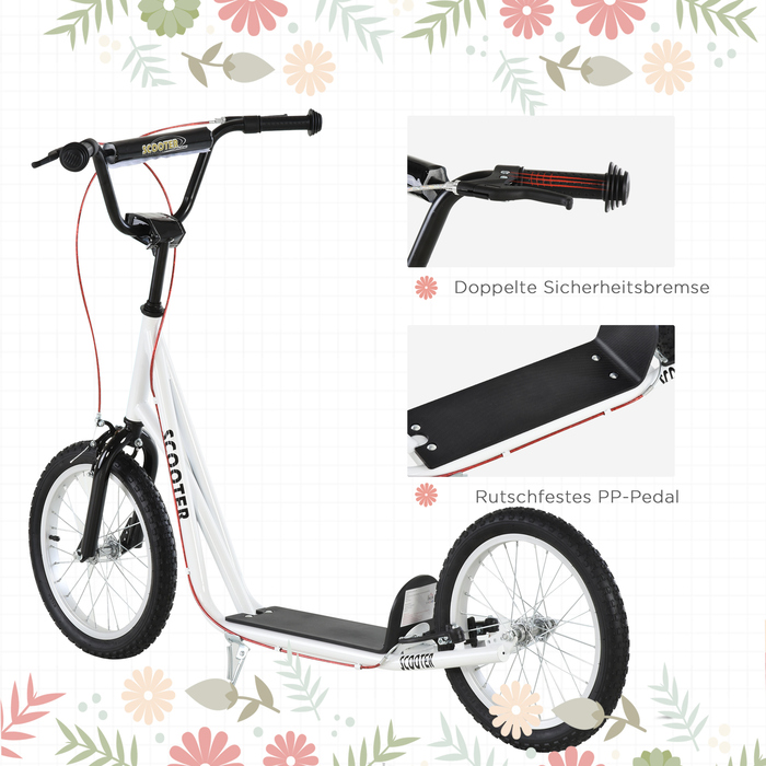 HOMCOM Дитячий самокат, Kick Scooter, Міський скутер, Самокат дитячий, Кікборд з пневматичними шинами, Ручне гальмо, Самокат дитячий, Складний | Аосом