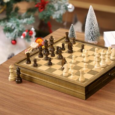 Шахи магнітні 2 в 1 Peradix з шахами-шашками з дерева, 32 см, з ящиком для фігур, для дітей та дорослих