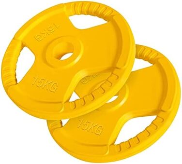 Диски для штанги GORILLA SPORTS 1,25-25 кг, 50 мм, гумові з ручками, олімпійські вагові млинці для фітнесу та тренувань