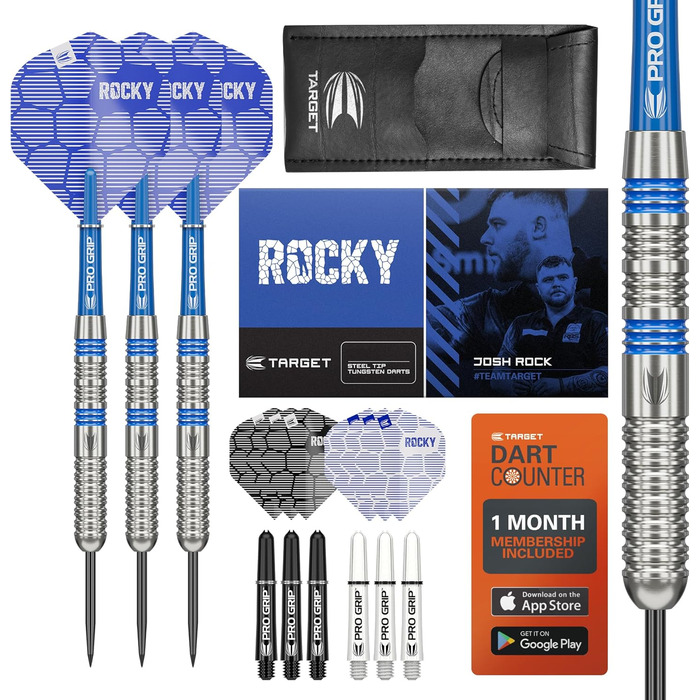 Дартс Target Josh Rock 80% вольфрам, 22/23/24 г, професійний набір з шафтами Pro Grip, крилами Pro Ultra та футляром