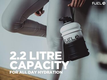 Спортивна пляшка для води Fuel24 Jug на 2,2 літра, велика ємність, без БПА, з ручкою та вибором кришки (потік або трубочка)