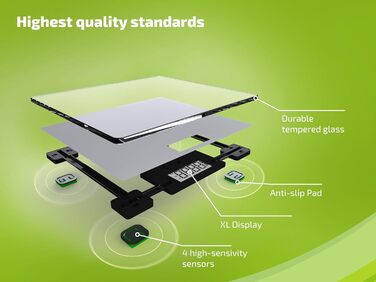 Цифрова вага Soehnle Style Sense Compact 300 для зважування людей, з великою платформою, зрозумілим LCD-дисплеєм, ультратонкий дизайн, безпечне скло, сіра