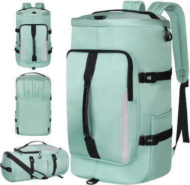 Спортивна сумка JiangLin 45L з відділенням для взуття та мокрих речей, велика дорожня сумка для жінок та чоловіків, рюкзак-трансформер для подорожей, спорту, фітнесу, плавання (зелена)