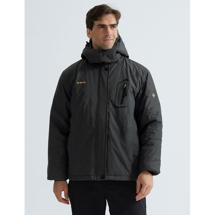 Куртка GEMYSE для чоловіків, водонепроникна, вітронепроникна, з підкладкою, зимова, з капюшоном, для спорту, відпочинку, активного відпочинку, графітово-сіра, XXL