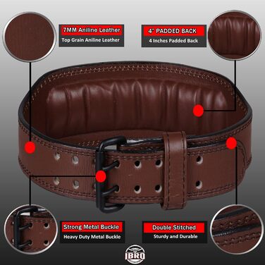 Шкіряний пояс для важкої атлетики IBRO, 7 мм, для чоловіків, присідання, станова тяга, силові тренування, бодібілдинг, міцна сталева пряжка, комфортне важке підняття, підтримує спину коричневий Small