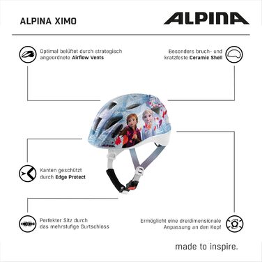 ALPINA XIMO – легкий та міцний дитячий велосипедний шолом з LED-підсвіткою, ударостійкий, безпечний
