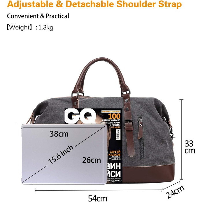 Спортивна сумка для подорожей FANDARE: багатофункціональна сумка-дафл з канвасу для фітнесу, кемпінгу та перельотів (Сіра)