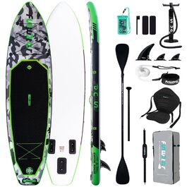 Надувний SUP Борд FunWater 10' Tarnserie: Комплект для веслування, з насосом, веслом та аксесуарами. Підходить для початківців та сімей