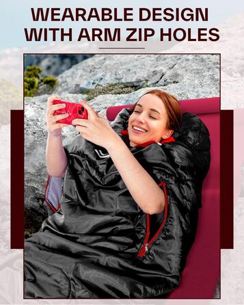 Спальний мішок Sportneer Outdoor 3-4 сезони для дорослих, 200x85см, чорний