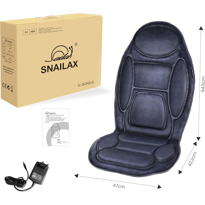 Масажне сидіння Snailax з підігрівом та вібрацією для спини та шиї. Масажер для спини для дому та офісу. Подарунок для чоловіків та жінок