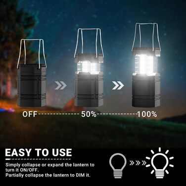 LED кемпінговий ліхтар на сонячній батареї, водонепроникний, з ручкою, акумулятор 3000mAh, для туризму, риболовлі, SOS, відключень світла (чорний)