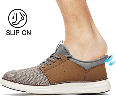 Чоловічі Slip-On кросівки: дихаючі, шнурівка, для ходьби, фітнесу, спорту, відпочинку та бізнесу (42.5 EU, Коричневий)