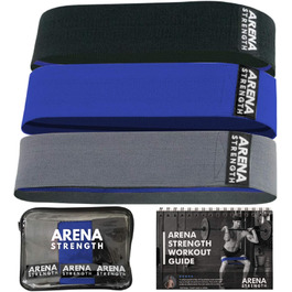 Тканинні еластичні смуги для тренувань Arena Strength Fabric Booty Bands - для ніг, сідниць, стегон | Смуги опору | З інструкцією та сумкою | Сірі, Сині, Чорні