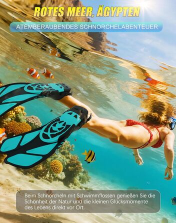 Ласти для плавання Schnorchelflossen регульовані, дорослі, компактні (S/M, темно-зелені) для дайвінгу, снорклінгу та тренувань з сіткою