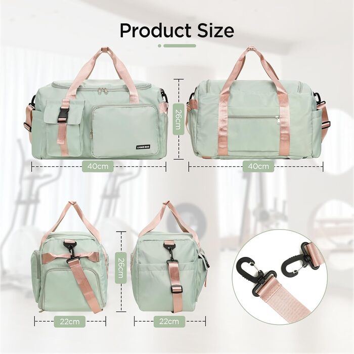 Спортивна сумка Cozary 42L: водонепроникна, з відділенням для взуття та мокрих речей, ідеальна для тренувань, подорожей та бізнесу (зелена)