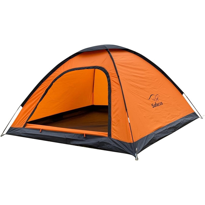 Намет для кемпінгу SAFACUS на 3-4 особи: легкий, стабільний, водонепроникний, з вентиляцією та захистом від комарів (помаранчевий)