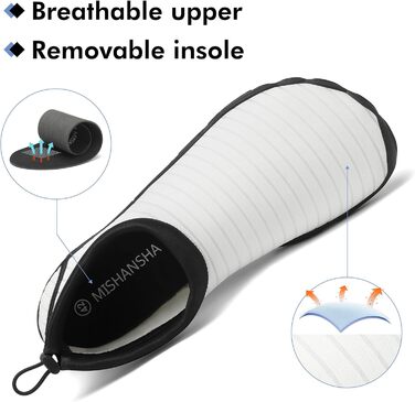 Чоловічі та жіночі аквашузи Mishansha для плавання та відпочинку на пляжі, чорні (46 EU, білі)