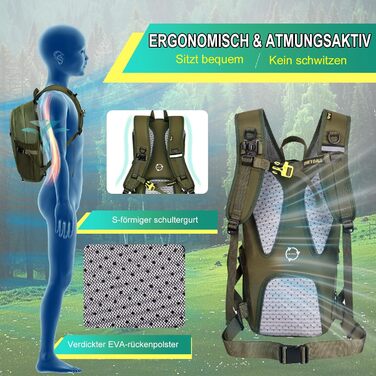 Велосипедний рюкзак ONETOALL 15 л водонепроникний, антивандальний, з сіткою для шолома та дощовиком, компактний туристичний рюкзак зі знімним поясом для катання на велосипеді, походів, спорту та щоденного використання