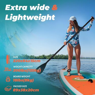 Надувний SUP Борд Overmont - Комплект для Станд-Ап Падлбордингу з Аксесуарами (Пумпо, Весло, Леш, Рюкзак)