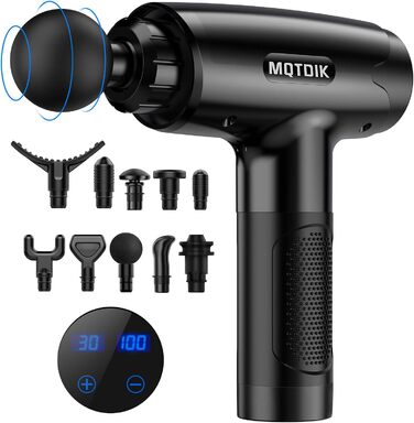 Масажер для м'язів Deep Tissue для спортсменів, ударний масаж для шиї та спини з 10 насадками, 30 швидкостей, електричний масажер, чорний