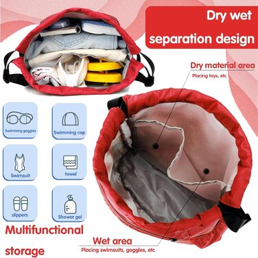 Дитяча спортивна сумка YOUYIKE, водонепроникний рюкзак з відділенням для мокрого одягу, сумка для занять спортом, Gym Bag для дівчаток та хлопчиків, зелений (червоний)