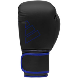 Боксерські рукавички adidas Hybrid 80 для боксу, кікбоксингу, MMA, тренувань, 6 унцій, чорні/сині, унісекс