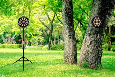 Дартс набір Stagecaptain DBS-1715C Bullseye Champion – професійна стілдардс дошка з сизалю, регульована стійка зі сталі, 6 дротиків, 4 комплекти крилець