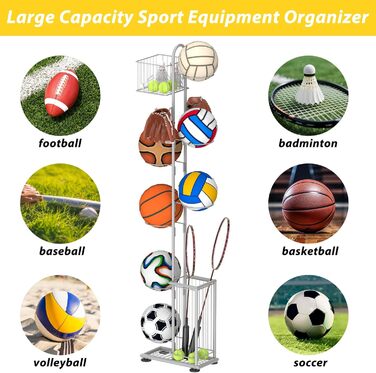Металевий тримач для м'ячів Nandae: стійка підставка для футбольного, баскетбольного та волейбольного м'яча для гаража та дитячої кімнати