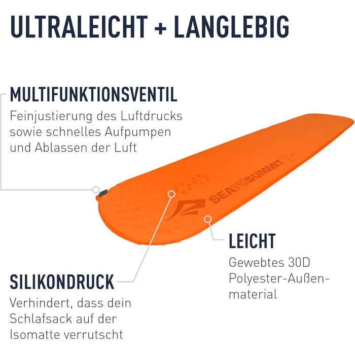 Килимок туристичний Sea to Summit Ultralight Self Inflating Delta Core-V, помаранчевий, великий