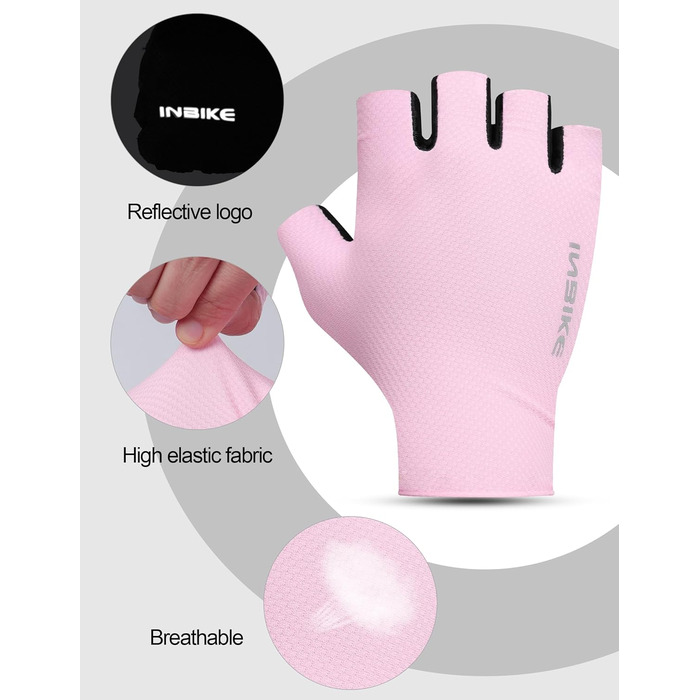 Велосипедні рукавички INBIKE Habfinger для чоловіків, літні, ударостійкі, дихаючі, світловідбиваючі, зелені (L, Рожевий)