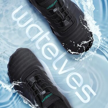 Взуття для плавання та фітнесу WateLves: зручні аквашузи для чоловіків та жінок, чорний колір, розмір 44 EU, широка передня частина