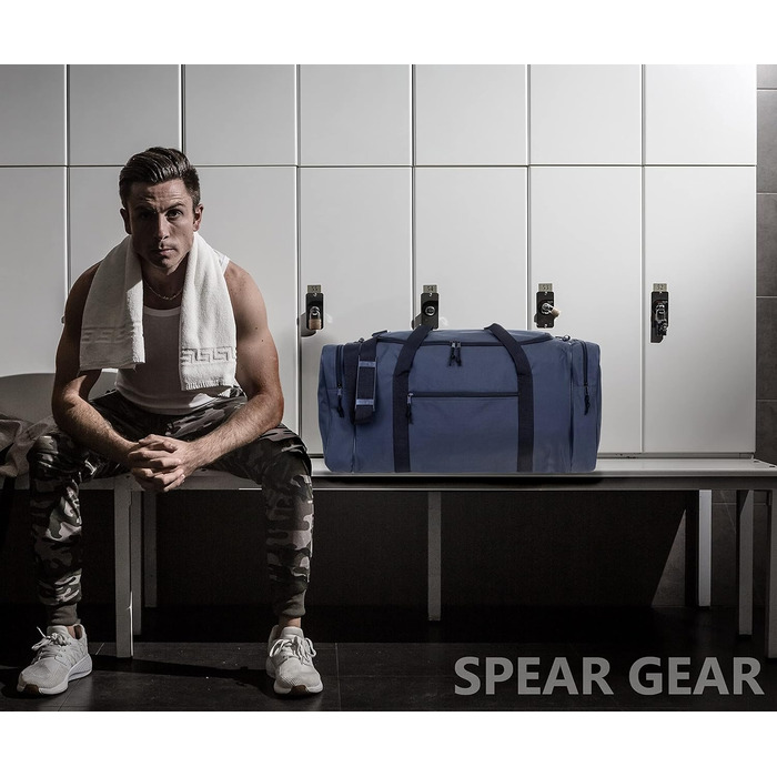 Спортивна сумка XXL Spear 68 см 65 л для чоловіків і жінок, сіра, для спорту, фітнесу, футболу, сауни, з пляшкою для води
