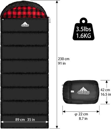 Спальний мішок Baumwoll-Flanell для дорослих: легкий, водонепроникний, 100% бавовна. Ідеально для кемпінгу, подорожей, відпочинку на природі. Чорний/Червоний