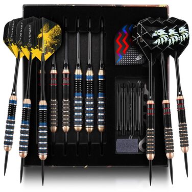 Дарти Turnart Metallspitze - Професійний набір дротиків 6 шт (22/24 г, блакитні) з латунними корпусами та сталевими наконечниками