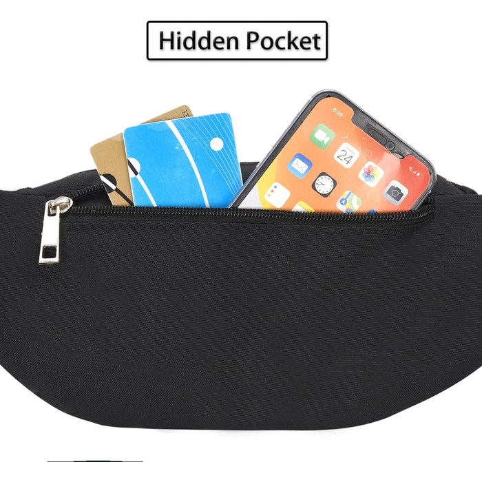 Сумка на пояс Bauchtasche унісекс: спортивна, для телефону, грошей, фітнесу, велосипеда, кемпінгу - чорна 33x6.5x14 см