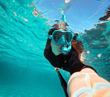 KAIMANA AquaVision Prolite набір для снорклінгу для дорослих з чохлом, зручна силіконова маска для плавання, альтернатива сноркл-масці, тканинний/силіконовий ремінець, бірюзова