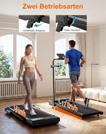 Складана бігова доріжка MJWW Raceable Walking Pad з нахилом 6-9%, 2.5/3.0 HP, керування через додаток, AI-тренування, LED-дисплей, для дому та офісу (чорний глянець, 95 см)