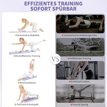 Реформатор Pilates Northdeer, оновлена версія 2025, складаний фітнес-борд 8-в-1, чорний