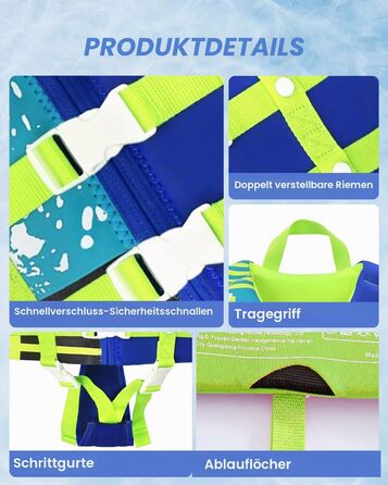 Дитячий рятувальний жилет Gogokids Float Jacket для плавання (2-9 років, 15-35 кг, S, блакитний)