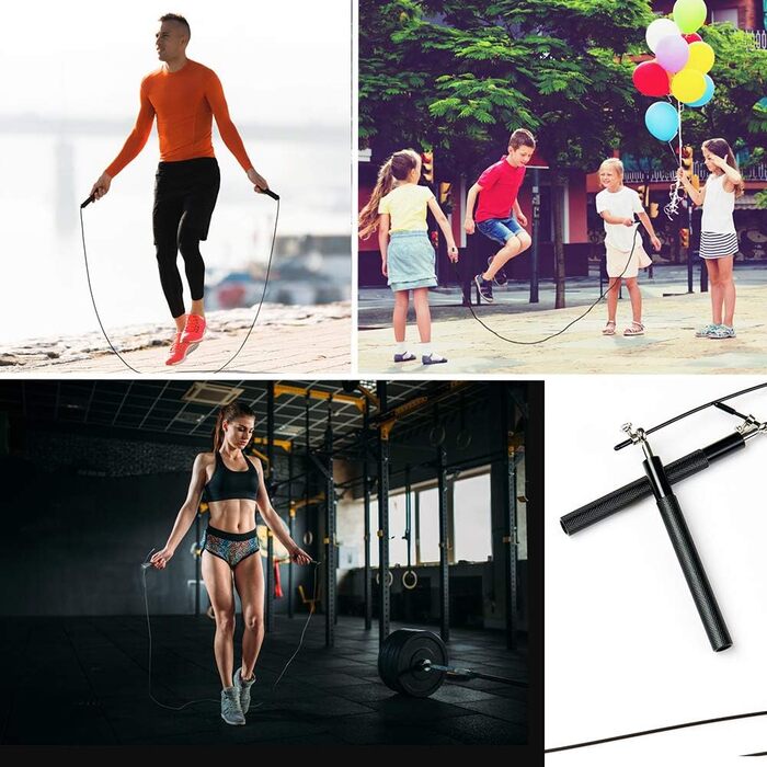 Стрибкове канат для фітнесу з регулюванням, алюмінієва ручка та підшипники, для спалювання жиру, CrossFit, тренування