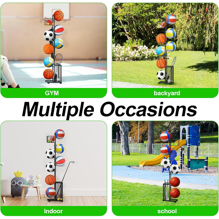 Металевий тримач для м'ячів Nandae: стійка підставка для футбольного, баскетбольного та волейбольного м'яча для гаража та дитячої кімнати