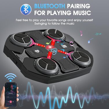 Tuocal Музична боксерська машина з рукавичками, Bluetooth, настінна, 3 швидкісних режими та режим підрахунку, музичний тренажер для боксу для дорослих і дітей, безпечні тренування