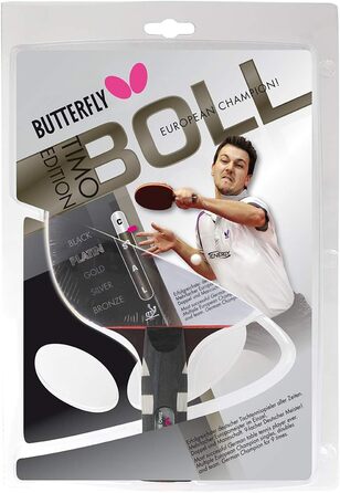 Butterfly Timo Boll Platin 85025 – професійна ракетка для настільного тенісу з кейсом і 3 м’ячами, ITTF сертифікат, анатомічна ручка, Pan Asia накладка, для досвідчених гравців