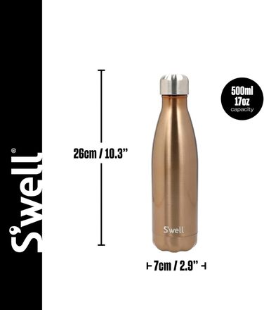 Термобутилка S'well Pyrit 500 мл, вакуумна, нержавіюча сталь, BPA-free, зберігає тепло і холод, для напоїв у дорозі