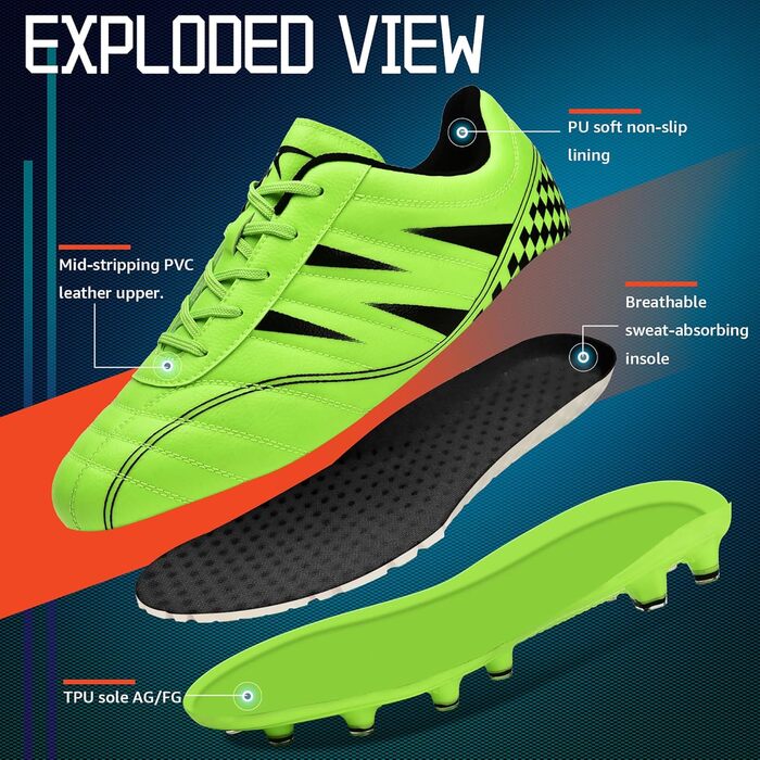 Дитячі футбольні бутси Littleplum - зелені, розмір 36 EU, для футболу та активного відпочинку