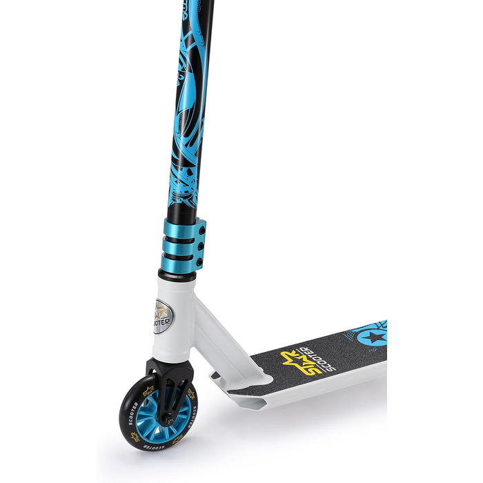 Трюковий самокат STAR SCOOTER Pro Sport 110 мм для дітей від 5 років, алюмінієвий, біло-синій, HIC компресія