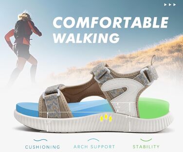 Жіночі трекінгові сандалії KuaiLu: зручні, ортопедичні, для туризму та відпочинку на природі. Легкі, з регульованою застібкою-липучкою, для літа, підходить при фасціїтісу. Колір: бежевий, розмір 39 EU.