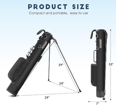 Сумка для гольфу Findway: сталева сумка з ременями, легка та міцна, для тренувань та гри, 80 см (PBK)