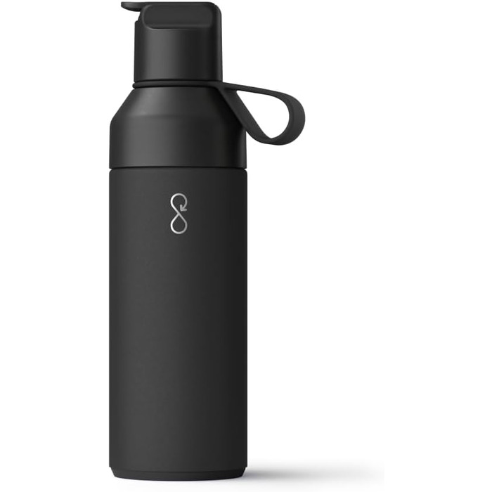 Екологічна пляшка Ocean Bottle GO 500 мл з переробленої нержавіючої сталі, чорна, багаторазова