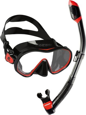 Набір для дайвінгу Cressi F-Dual + Supernova Dry: маска і сухий трубка, унісекс, чорний/червоний, універсальний розмір, для снорклінгу та дайвінгу